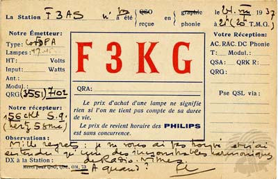 Carte QSL F3KG, galerie F5AD