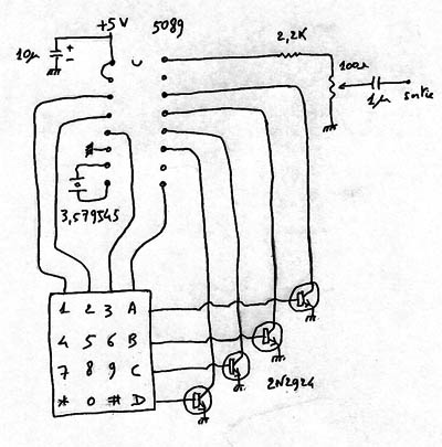 Schéma clavier DTMF